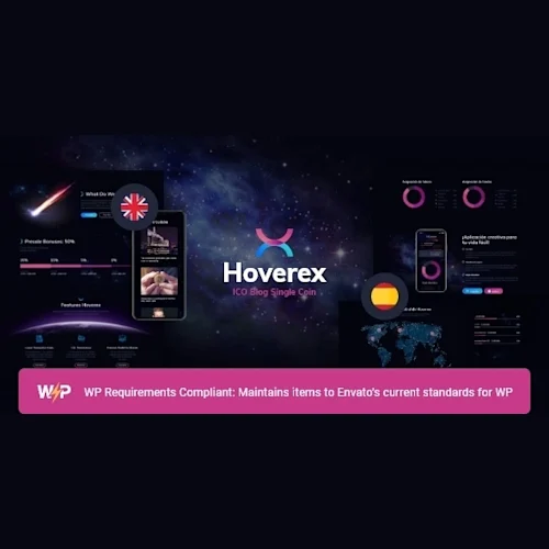 Hoverex Cryptocurrency, NFT & ICO WordPress Theme with Spanish Support