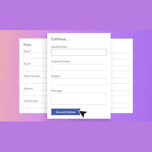 User Registration Save and Continue