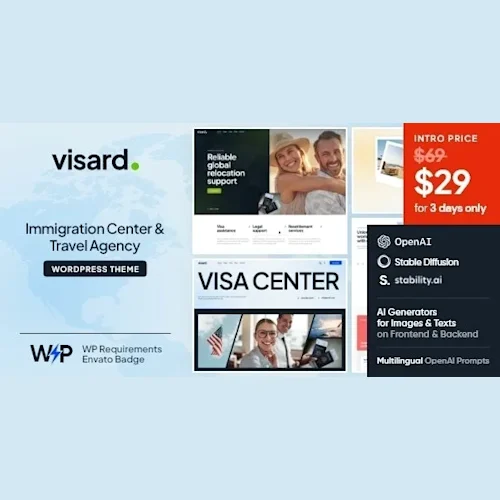 Visard – Immigration Center & Travel Agency WordPress Theme