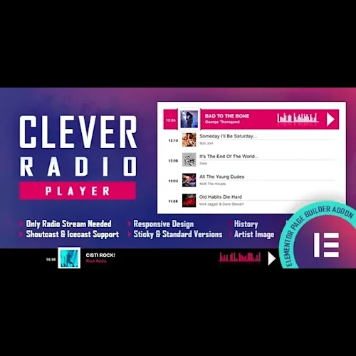 CLEVER HTML5 Radio Player With History – Elementor Addon