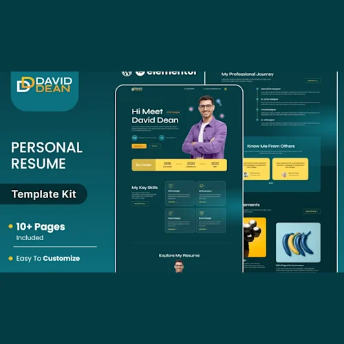 DavidDean – Personal Portfolio & Resume Elementor Template Kit