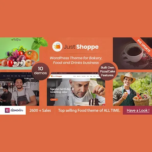 Justshoppe Elementor Cake Bakery WordPress Theme