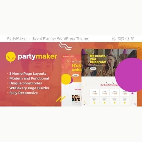 PartyMaker – Event Planner & Wedding Agency WordPress Theme