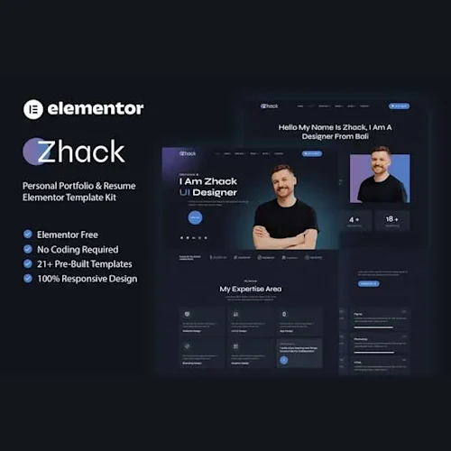 Zhack - Personal Portfolio & Resume Elementor Template Kit