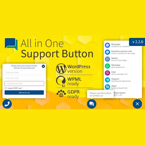 All in One Support Button for WhatsApp, Messenger, LiveChat, Telegram